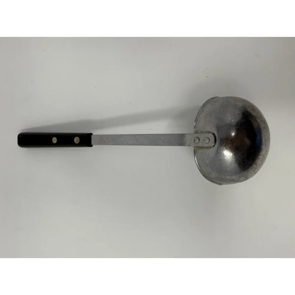 Ekco Forge Stainless Steel Soup Ladle Black Riveted Handle USA